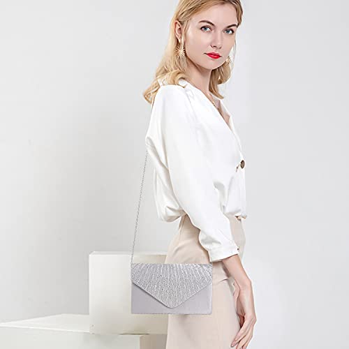 Sparkling silver clutch purse for women's evening events