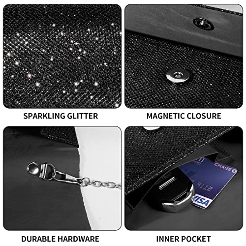Black Sparkling Party Clutch for Women Wedding Bag