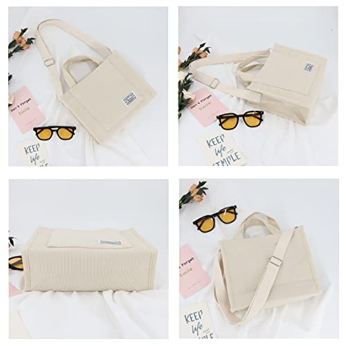 UERRUAM Corduroy Tote Bag Women Large Crossbody Purse