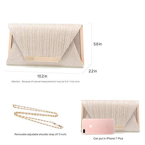 Silver Champagne Clutch Purses Women's Evening Handbag Wedding