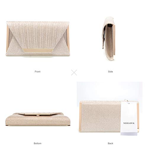 Silver Champagne Clutch Purses Women's Evening Handbag Wedding
