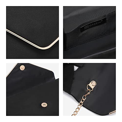 Black Velvet Evening Clutch Handbag with Chain Strap