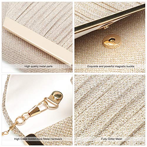 Silver Champagne Clutch Purses Women's Evening Handbag Wedding