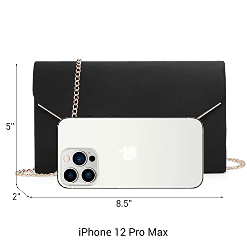 Black Velvet Evening Clutch Handbag with Chain Strap