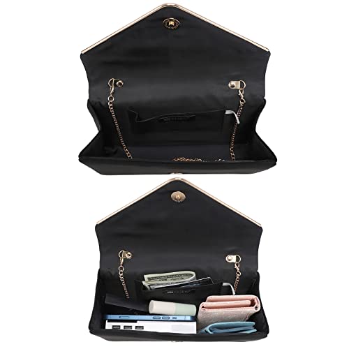 Black Velvet Evening Clutch Handbag with Chain Strap