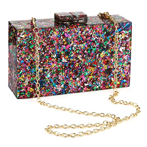 Geometric Pattern Acrylic Box Clutch for Women
