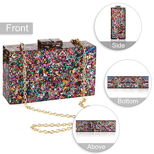Geometric Pattern Acrylic Box Clutch for Women