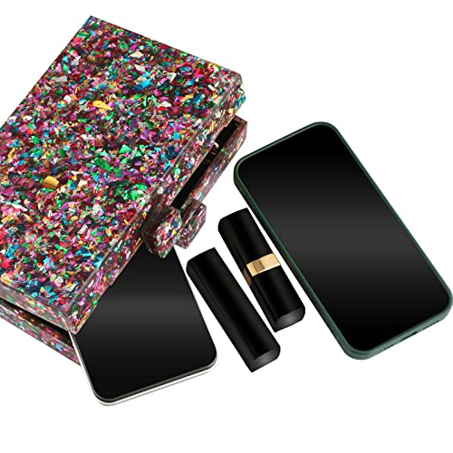 Geometric Pattern Acrylic Box Clutch for Women