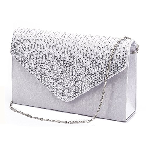 Women's Rhinestone Embellished Evening Envelope Handbag