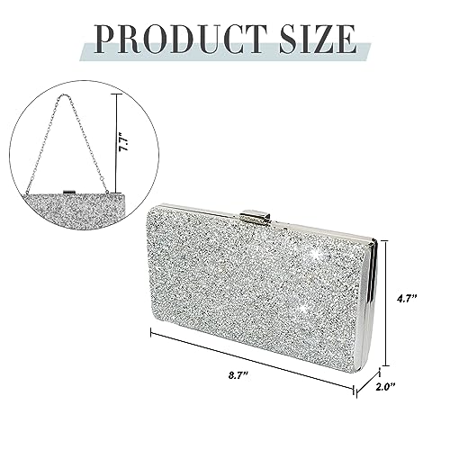 Covelin Rhinestone Envelope Evening Clutch Bag Silver Glam