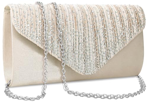 Champagne Rhinestone Evening Clutch Purse for Women