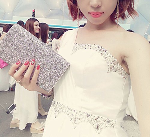Covelin Rhinestone Envelope Evening Clutch Bag Silver Glam
