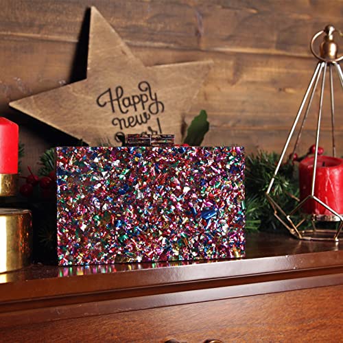 Geometric Pattern Acrylic Box Clutch for Women