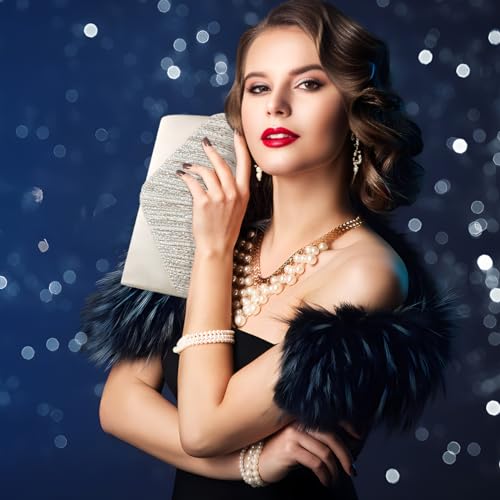 Champagne Rhinestone Evening Clutch Purse for Women