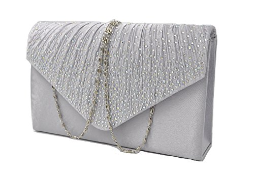 Women's Rhinestone Embellished Evening Envelope Handbag