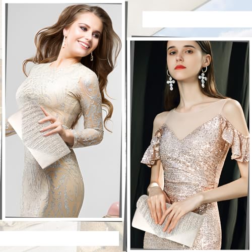 Champagne Rhinestone Evening Clutch Purse for Women
