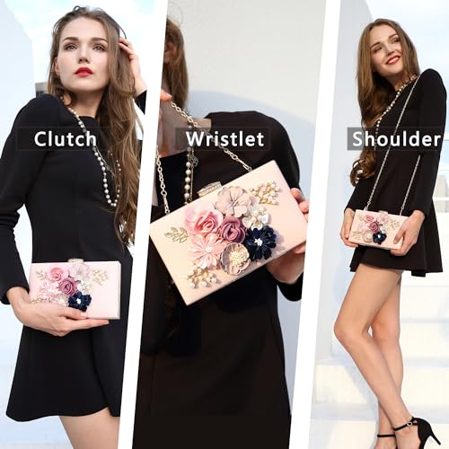 Milisente Flower Wedding Evening Clutch Purse in Light Pink