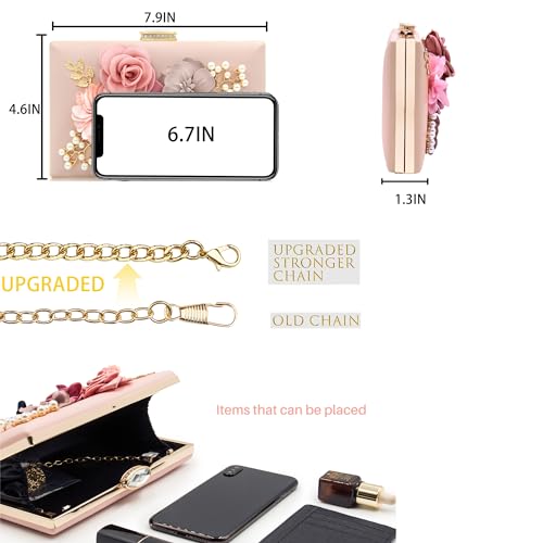 Milisente Flower Wedding Evening Clutch Purse in Light Pink
