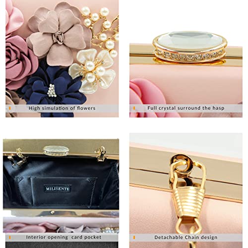 Milisente Flower Wedding Evening Clutch Purse in Light Pink
