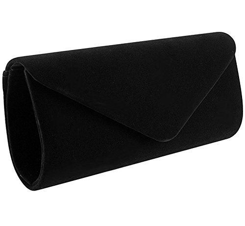 Black Velvet Evening Clutch Purse Handbag with Chain