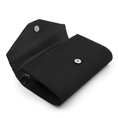Milisente Suede Envelope Evening Clutch Bag, Black