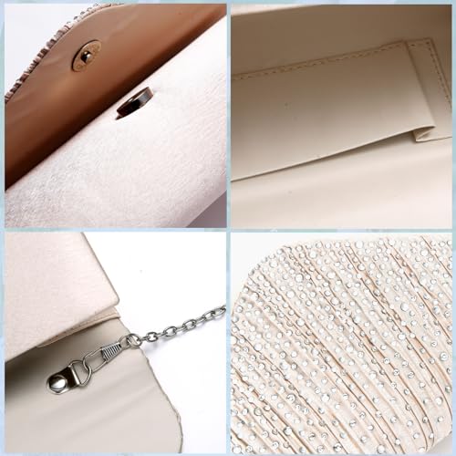 Champagne Rhinestone Evening Clutch Purse for Women