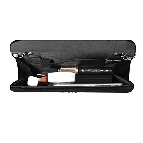 Black Velvet Evening Clutch Purse Handbag with Chain