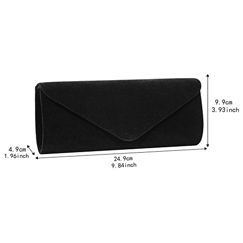 Black Velvet Evening Clutch Purse Handbag with Chain
