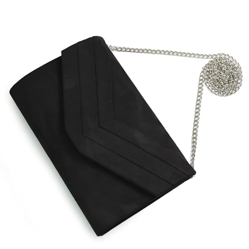 Milisente Suede Envelope Evening Clutch Bag, Black