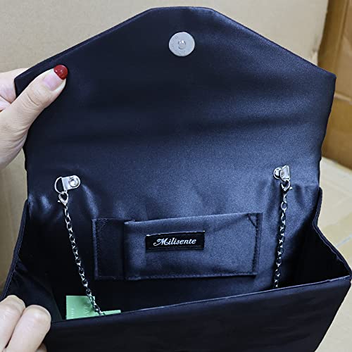 Milisente Suede Envelope Evening Clutch Bag, Black