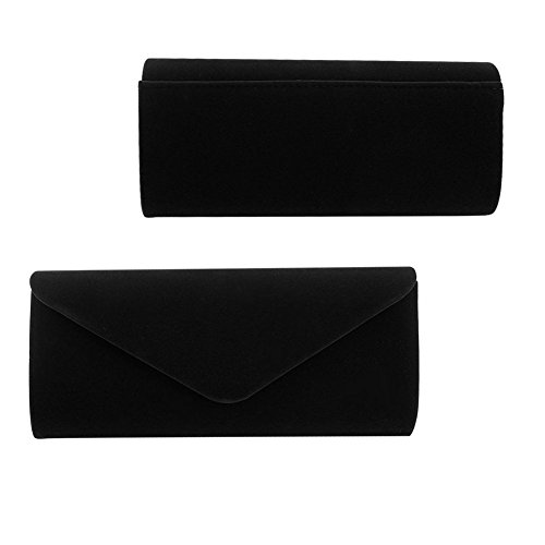 Black Velvet Evening Clutch Purse Handbag with Chain