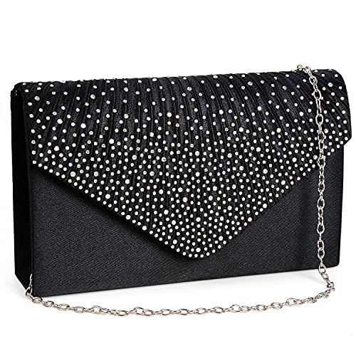 Sparkling Black Clutch Evening Bag for Women Party