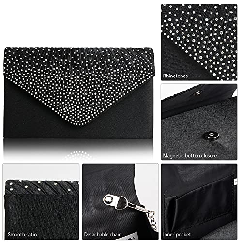 Sparkling Black Clutch Evening Bag for Women Party