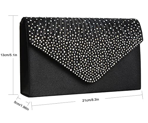Sparkling Black Clutch Evening Bag for Women Party