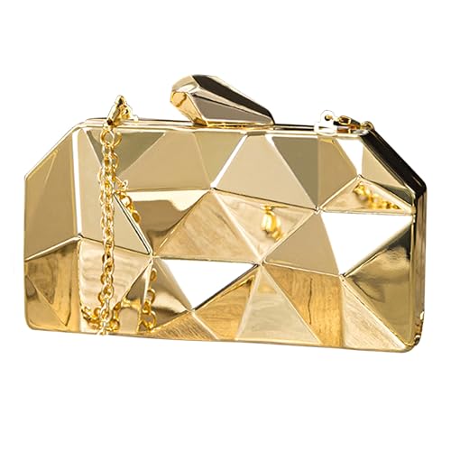 Gold Geometric Evening Clutch Purse, Lattice Pattern Handbag