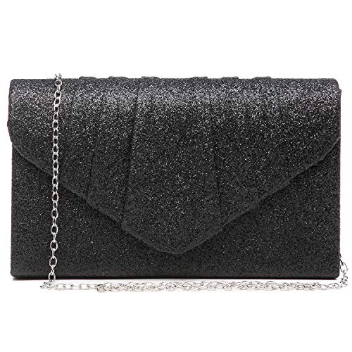 Dasein Women's Black Pleated Evening Clutch Pouch