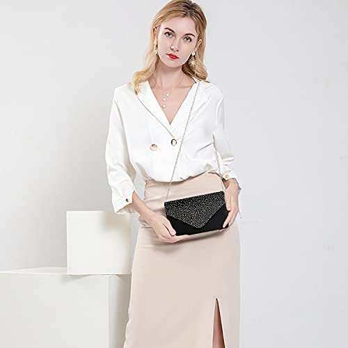 Sparkling Black Clutch Evening Bag for Women Party