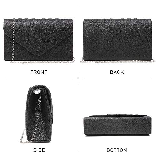 Dasein Women's Black Pleated Evening Clutch Pouch