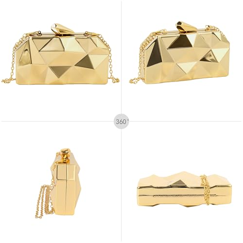 Gold Geometric Evening Clutch Purse, Lattice Pattern Handbag