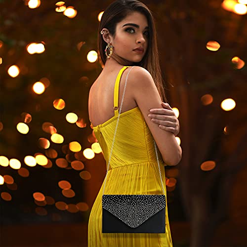 Sparkling Black Clutch Evening Bag for Women Party