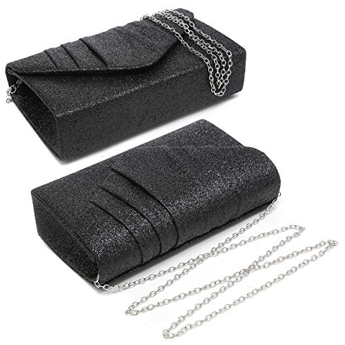 Dasein Women's Black Pleated Evening Clutch Pouch