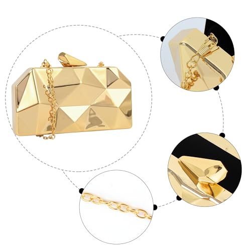Gold Geometric Evening Clutch Purse, Lattice Pattern Handbag