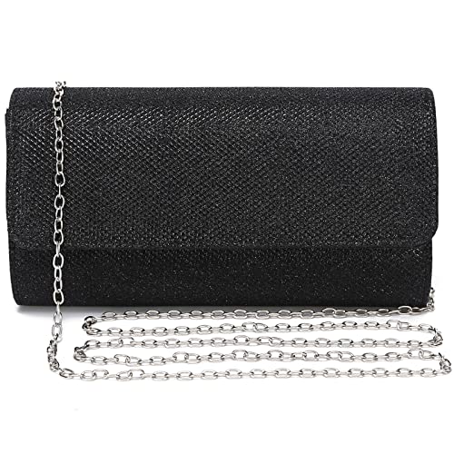 Outrip Women's Glitter Party Clutch with Chain - Black