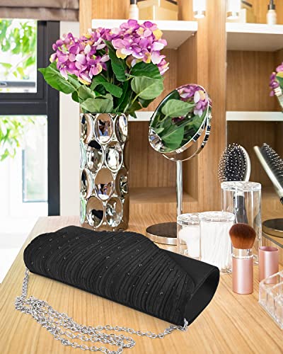 Black Sparkling Evening Clutch Purses for Women