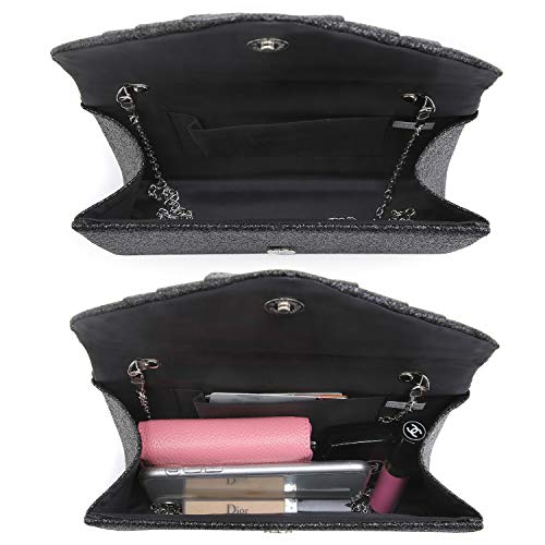 Dasein Women's Black Pleated Evening Clutch Pouch