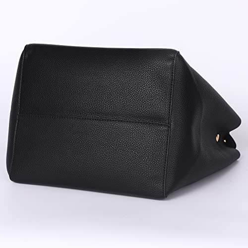 sqlp Black Bucket Tote: Leather Work Purse for Women