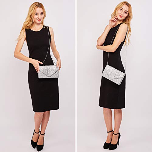 Dasein Women's Black Pleated Evening Clutch Pouch