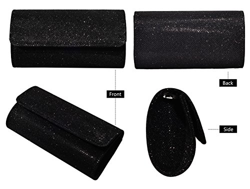 Outrip Women's Glitter Party Clutch with Chain - Black