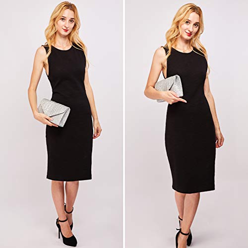 Dasein Women's Black Pleated Evening Clutch Pouch