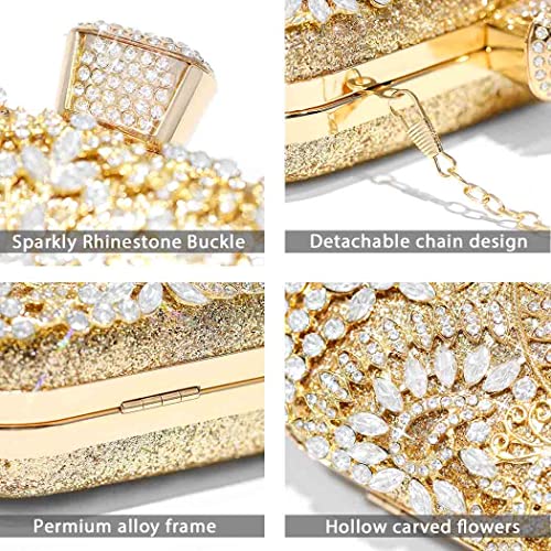 Gold Crystal Evening Clutch Bag for Women's Wedding